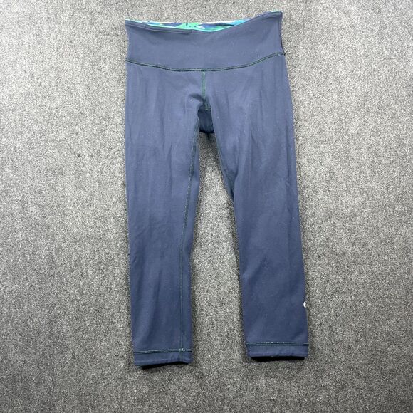 Lululemon Wunder Under Crop Reversible Women's 6 Jungle Green Inkwell - Picture 10 of 10